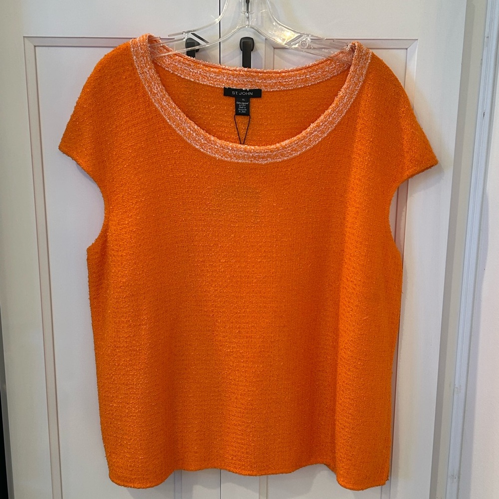 St John Orange Cap Sleeve Top